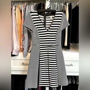Banana Republic Dress, Black and Cream Multi-Sized Stripes, Size 4